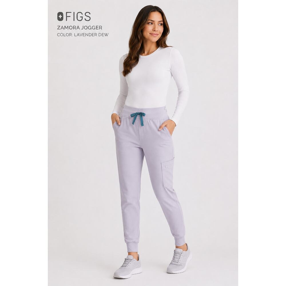 FIGS Zamora Lavender Dew Soft Lilac Technical Collection Jogger Scrub Pants XS